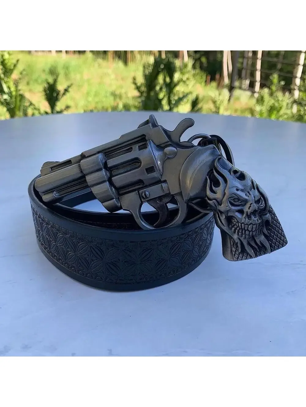 Grunge Punk Gun Skeleton Y2K 2000s style belt. 47 inches length